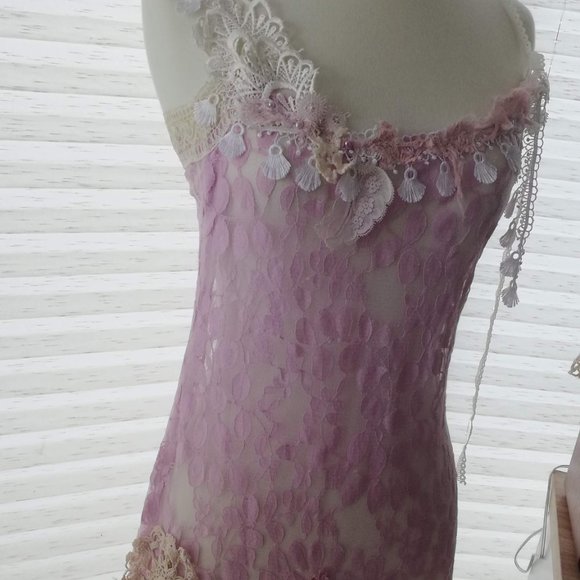 Handmade Fairycore Amethyst violet faerie lace dress - Picture 9 of 9